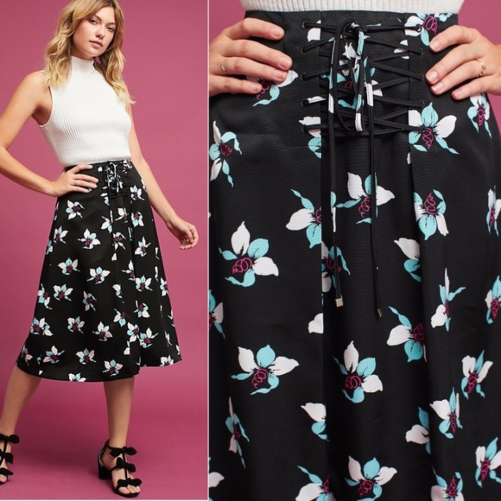 Anthropologie Zadie Lace-Up Skirt
